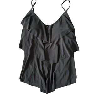 Aqua Green Black Ruffle Tankini Top – Swimsuit